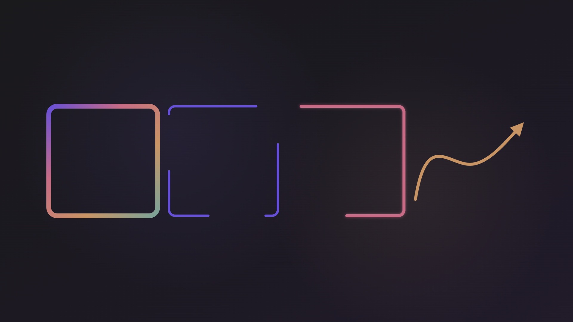 Four outline treatments in a row: a thick rounded-join iridescent border, a dashed outline, a partially-drawn outline that glows, and an arrowed curved path.
