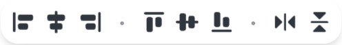 The contextual sub-toolbar that appears with a selection: align left, center, and right; align top, middle, and bottom; and flip horizontal and vertical.